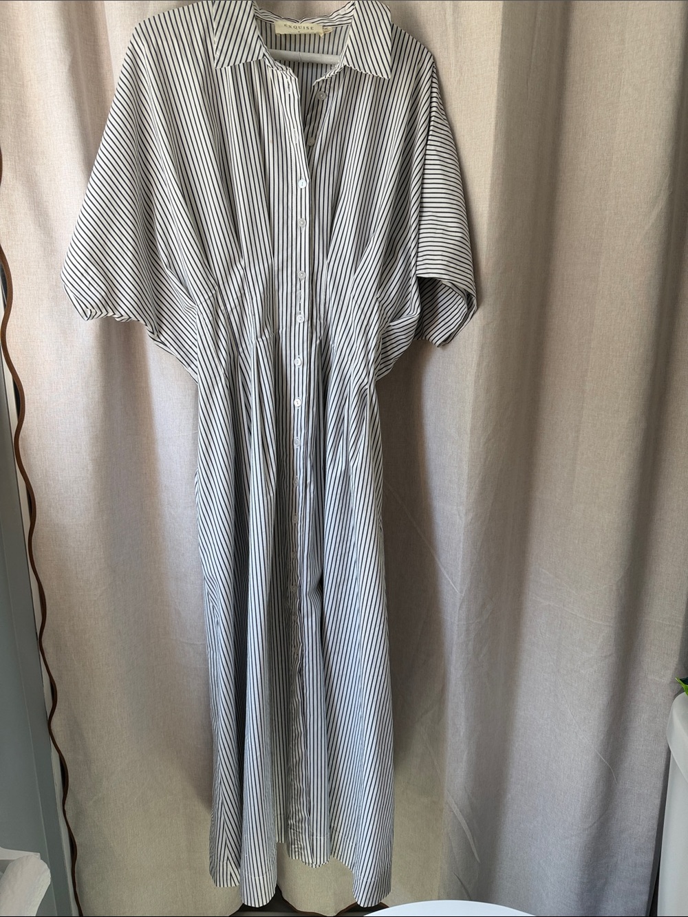 Exquise / Anthropologie Striped Button-Front Maxi Dress - White and Black XL - Picture 2 of 7
